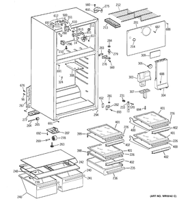 CABINET Diagram and Parts List for 36211XBMFRWW  General Electric Refrigerator