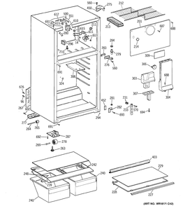 CABINET Diagram and Parts List for MTS16GBMFRWW  General Electric Refrigerator