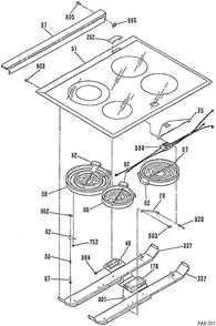 COOKTOP GROUP Diagram and Parts List for JCSP39WT2WW  General Electric Range