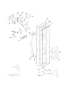 Freezer Door Diagram and Parts List for GSS23HGHECWW  General Electric Refrigerator