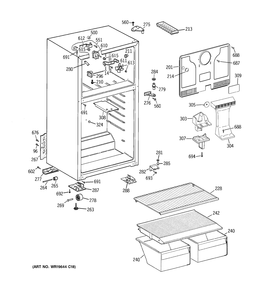 CABINET Diagram and Parts List for MTS18BBSBRWW  General Electric Refrigerator