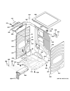 Cabinet And Top Panel Diagram and Parts List for PFD95ESPW0DS  General Electric Dryer