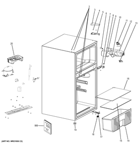 CABINET Diagram and Parts List for GDE03GLKBLB  General Electric Refrigerator