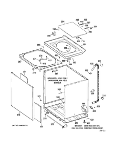 CABINET Diagram and Parts List for WPRE8320H0WT  General Electric Washer