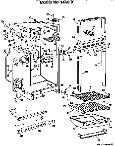 Cabinet Parts Diagram and Parts List for TBF14AGB  General Electric Refrigerator