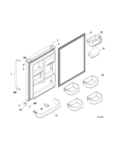 FF DOOR Diagram and Parts List for GDRL0KBXARBS  General Electric Refrigerator