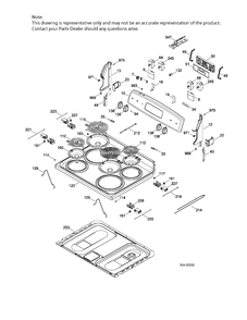 CONTROL PANEL & COOKTOP Diagram and Parts List for JCBP240DT3WW  General Electric Range