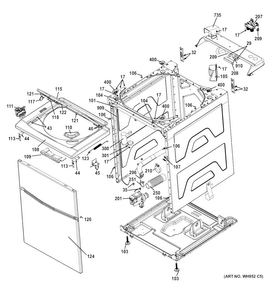 Cabinet Diagram and Parts List for GTUP240EM6WW  General Electric Washer Dryer Combo