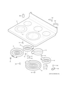 Cooktop Diagram and Parts List for PB911SJ4SS  General Electric Range