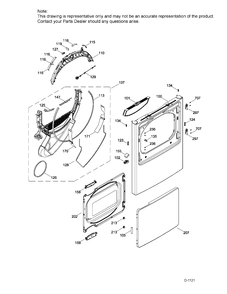 FRONT PANEL ASM Diagram and Parts List for GTD45EAMJ0WS  General Electric Dryer