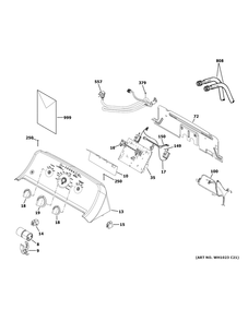 Controls And Backsplash Diagram and Parts List for GTW525ACP2WB  General Electric Washer