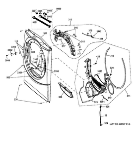 Front Panel Diagram and Parts List for GFDS175GH1DG  General Electric Dryer