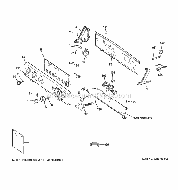CONTROLS & BACKSPLASH Diagram and Parts List for GTWN4250D0WS  General Electric Washer