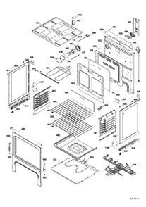 BODY PARTS Diagram and Parts List for RCBS536DN4WW  General Electric Range