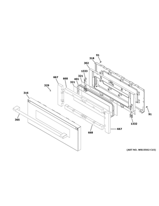 Part Location Diagram of WB56X34746 GE STAINLESS GLASS OUTER DOOR