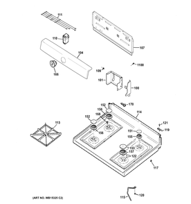 CONTROL PANEL & COOKTOP Diagram and Parts List for AGBS45DEF2WS  General Electric Range
