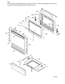 DOOR & DRAWER Diagram and Parts List for JCBS660DK1WW  General Electric Range
