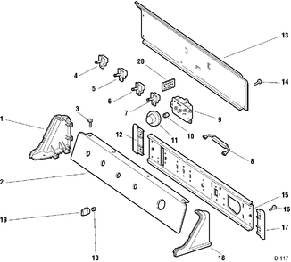CONTROL GROUP Diagram and Parts List for PBSR353ET3WW  General Electric Dryer