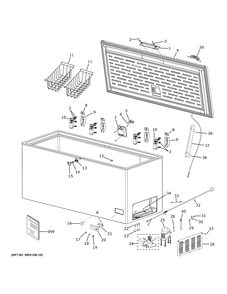 Freezer Diagram and Parts List for HCM16QWBWW  General Electric Freezer