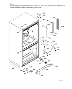 HINGE PARTS Diagram and Parts List for PDR20KMHBRES  General Electric Refrigerator