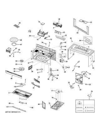 Oven Cavity Parts Diagram and Parts List for CVM9215SL2SS  General Electric Microwave