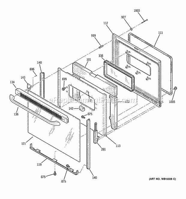Part Location Diagram of WB15T10214 GE Handle