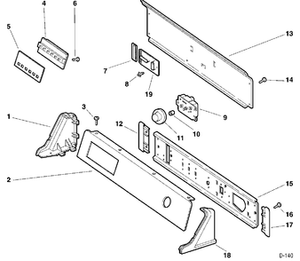 CONTROL GROUP Diagram and Parts List for UPSQ495ET6WW  General Electric Dryer