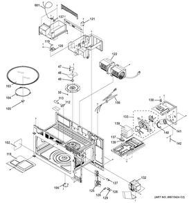 Oven Cavity Parts Diagram and Parts List for PVM9005SJ1SS  General Electric Microwave