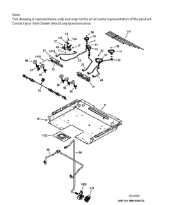 GAS & BURNER PARTS Diagram and Parts List for PC2S920SEF5SS  General Electric Range