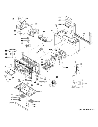 Oven Cavity Parts Diagram and Parts List for CVM721M2N1S5  General Electric Microwave