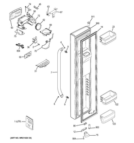 Freezer Door Diagram and Parts List for GSS25CGHECWW  General Electric Refrigerator
