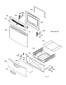 DOOR & DRAWER PARTS Diagram and Parts List for MGAS724EL3WW  General Electric Range