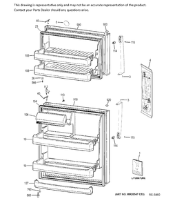 DOORS Diagram and Parts List for GTZ18GBEHRSS  General Electric Refrigerator