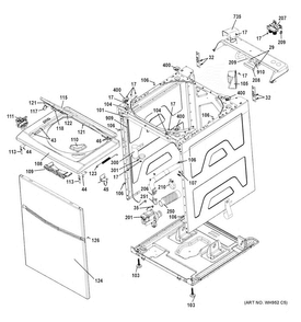 Cabinet Diagram and Parts List for GUD24GSSJ0WW  General Electric Washer Dryer Combo
