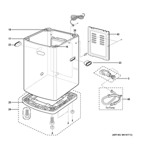Cabinet Diagram and Parts List for WSLS1500H0WW  General Electric Washer