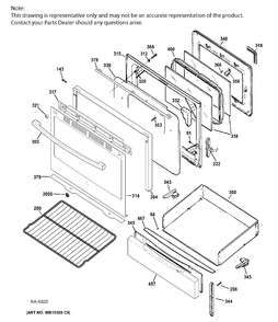 DOOR & DRAWER PARTS Diagram and Parts List for JCGB650SEF3SS  General Electric Range