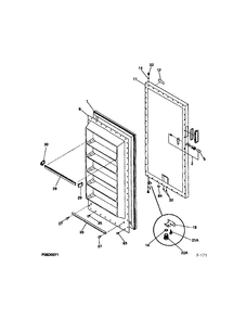 DOOR Diagram and Parts List for 86180 MFU17M3BW3 General Electric Freezer