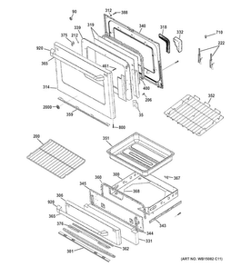 Door & Drawer Parts Diagram and Parts List for CGS985SET5SS  General Electric Range