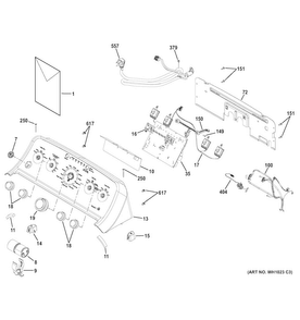 Controls & Backsplash Diagram and Parts List for GTW460AMJ4WW  General Electric Washer