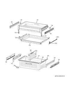 Freezer Shelves Diagram and Parts List for CVE28DP4NDW2  General Electric Refrigerator