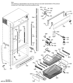 FREEZER SECTION, TRIM & COMPONENTS Diagram and Parts List for ZIC360NHARH  General Electric Refrigerator