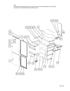 DOOR & SHELVES Diagram and Parts List for HRB15N3BGS  General Electric Refrigerator
