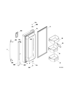 FF DOOR LEFT Diagram and Parts List for PFRS2MIXASS  General Electric Refrigerator