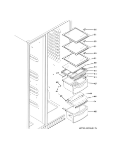 FRESH FOOD SHELVES Diagram and Parts List for GSS25GGHHCWW  General Electric Refrigerator