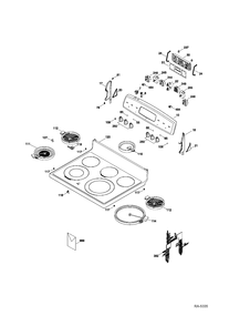 CONTROL PANEL & COOKTOP Diagram and Parts List for JCBP81DP1BB  General Electric Range