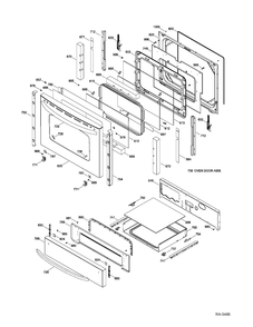 DOOR & DRAWER Diagram and Parts List for JCSP42SR2SS  General Electric Range