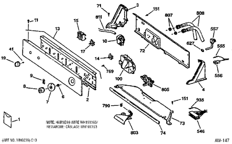 CONTROL GROUP Diagram and Parts List for GNSR3100W1WW  General Electric Washer