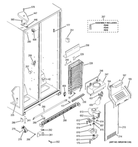 Freezer Section Diagram and Parts List for GSS20ETHCBB  General Electric Refrigerator