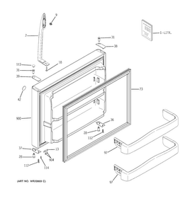Freezer Door Diagram and Parts List for GTH20JBBAWW  General Electric Refrigerator