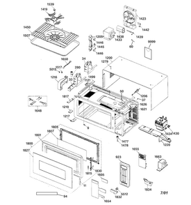 Microwave Diagram and Parts List for JEM31CA01  General Electric Microwave